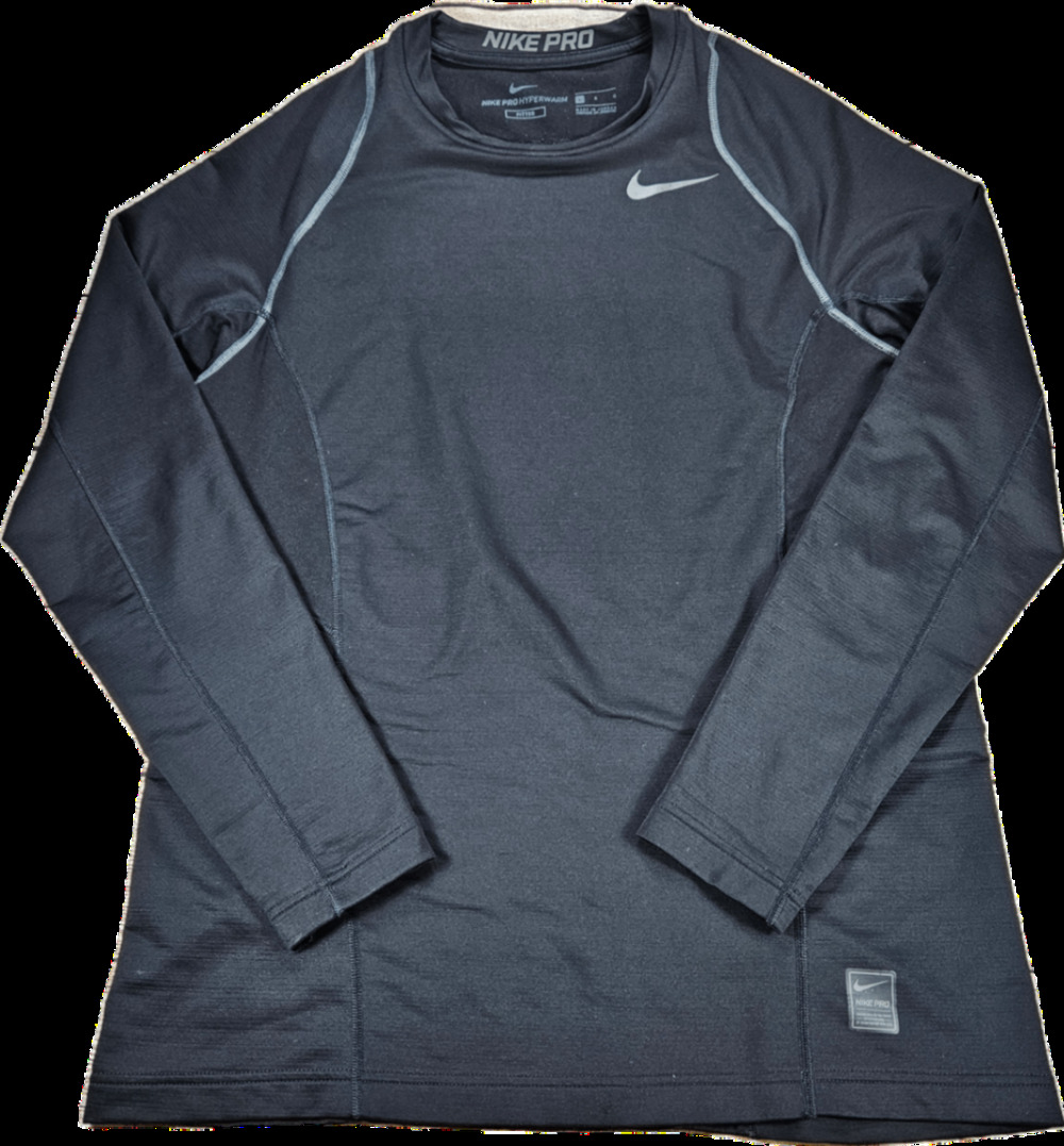 NIKE PRO Men's Hyperwarm Long Sleeve T-Shirt Dark Black L Compression Fitted